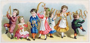 A Merry Christmas, Victorian Postcard by English School